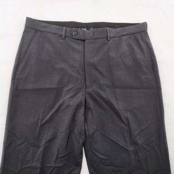 NAUTICA GAFF Charcoal Grey FLAT FRONT DRESS PANTS Mens Size 38W 32L - Picture 2 of 6